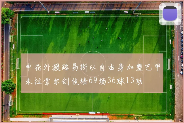 申花外援路易斯以自由身加盟巴甲米拉索尔创佳绩69场36球13助